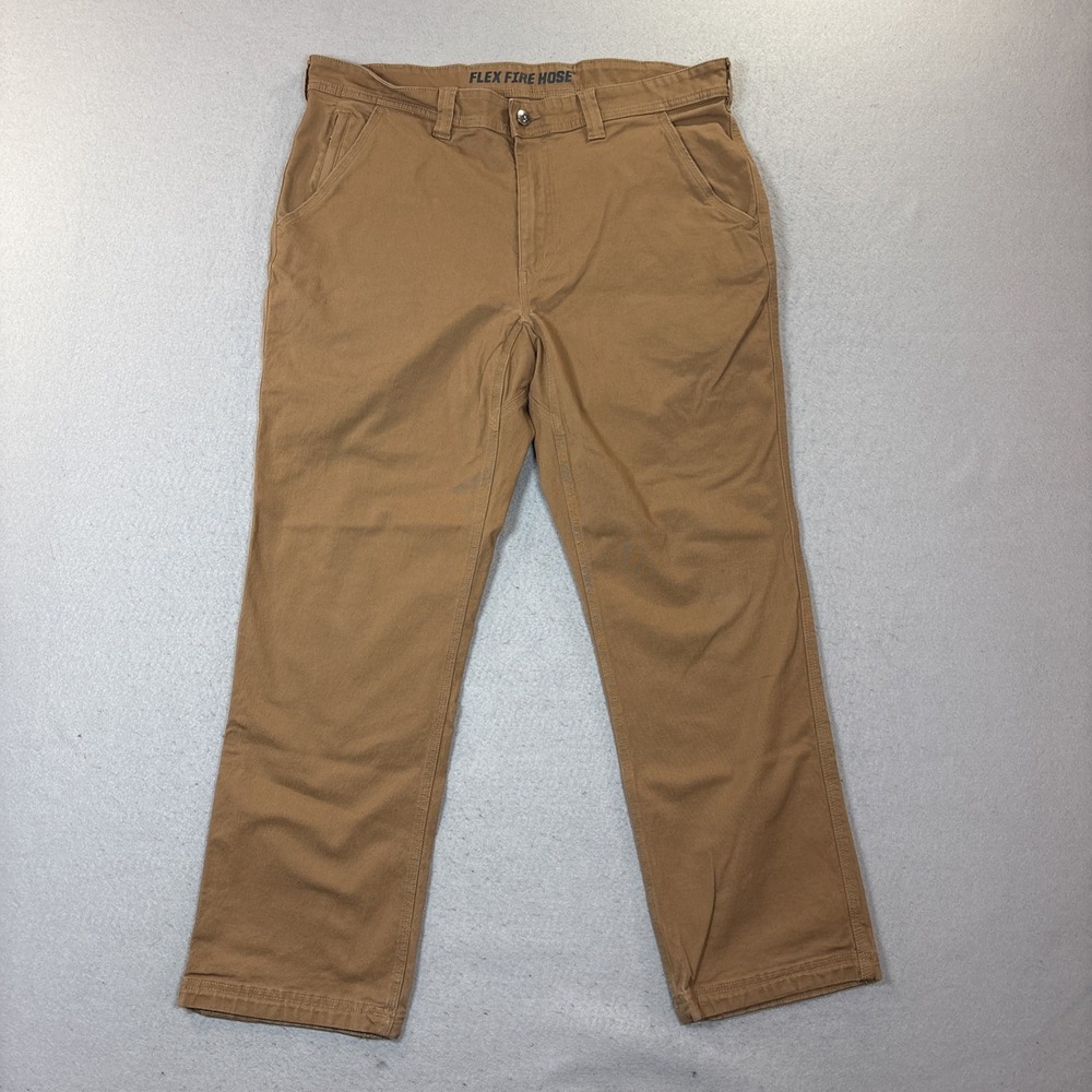 Duluth Trading Co Flex Fire Hose Slim Fit Work Pants Men 38x30 Brown Utility